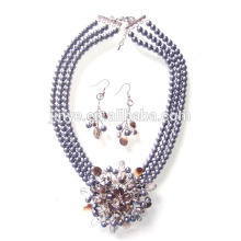 Luxus Graue Perle Choker Ohrring Set